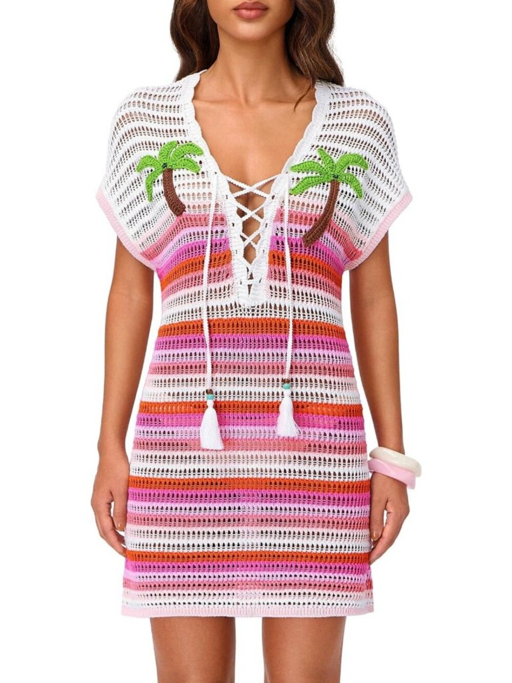 Boho Striped Crochet Cover Up Dress | Beachwear for Women | Summer Essential